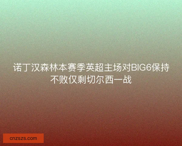 诺丁汉森林本赛季英超主场对BIG6保持不败仅剩切尔西一战