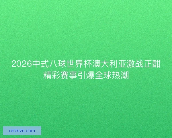 2026中式八球世界杯澳大利亚激战正酣精彩赛事引爆全球热潮